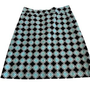 Sixth Alice Turquoise Navy Geo Pattern Design Skirt Sz 6